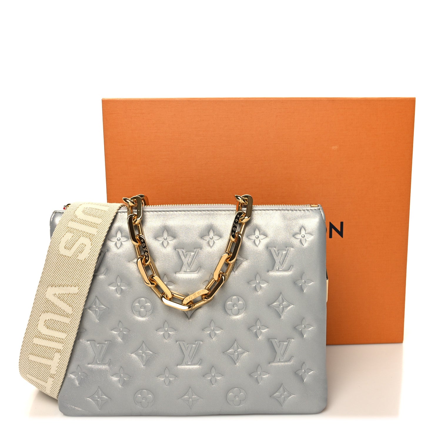 Louis Vuitton Metallic Lambskin Embossed Monogram Coussin PM Silver 12 of 12