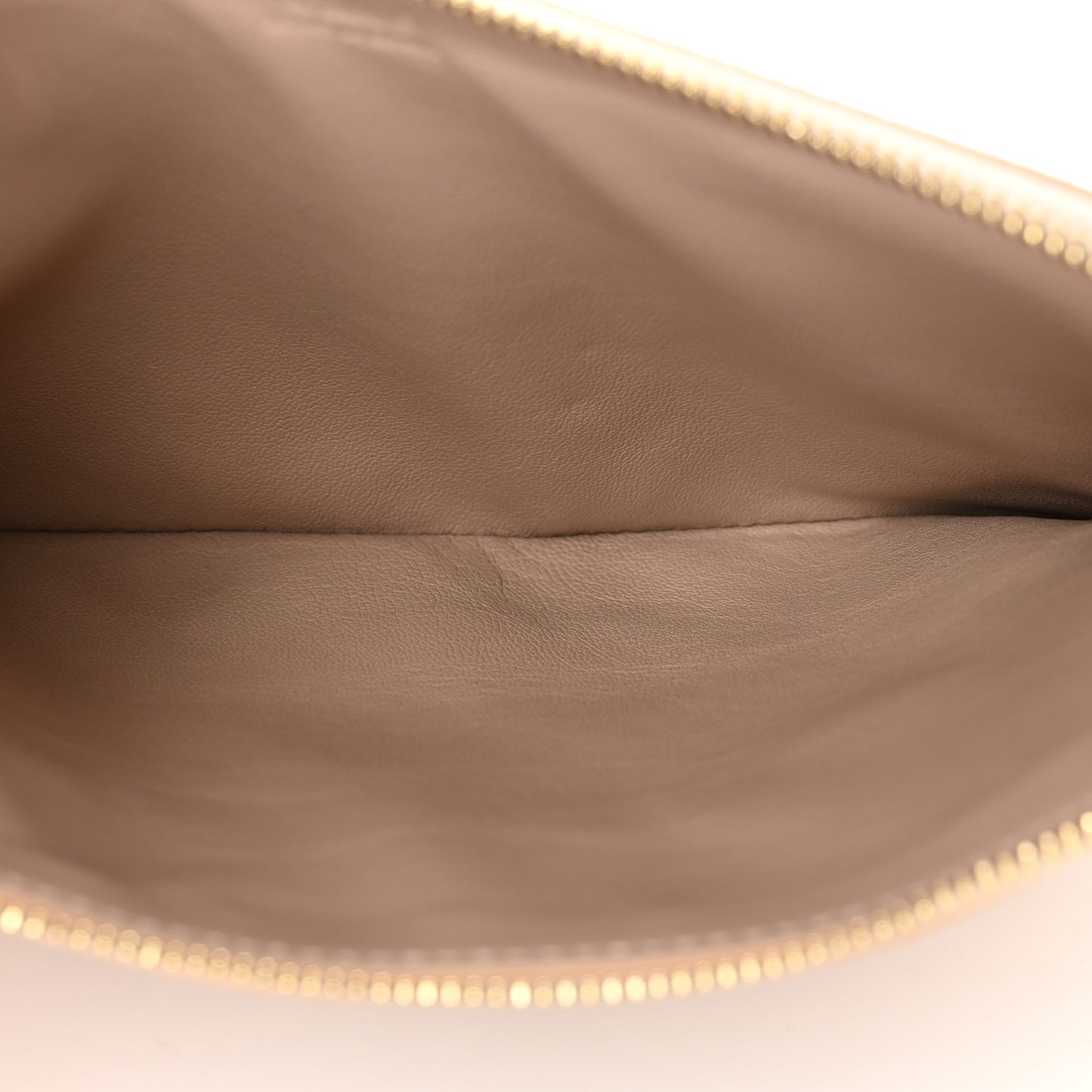 Calfskin Embossed Double Zip Flat Pouch Clutch Blush Nude