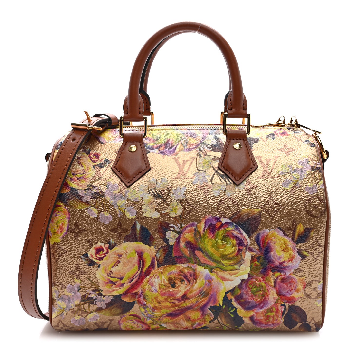 Metallic Monogram LV Garden Speedy Bandouliere 25 Gold
