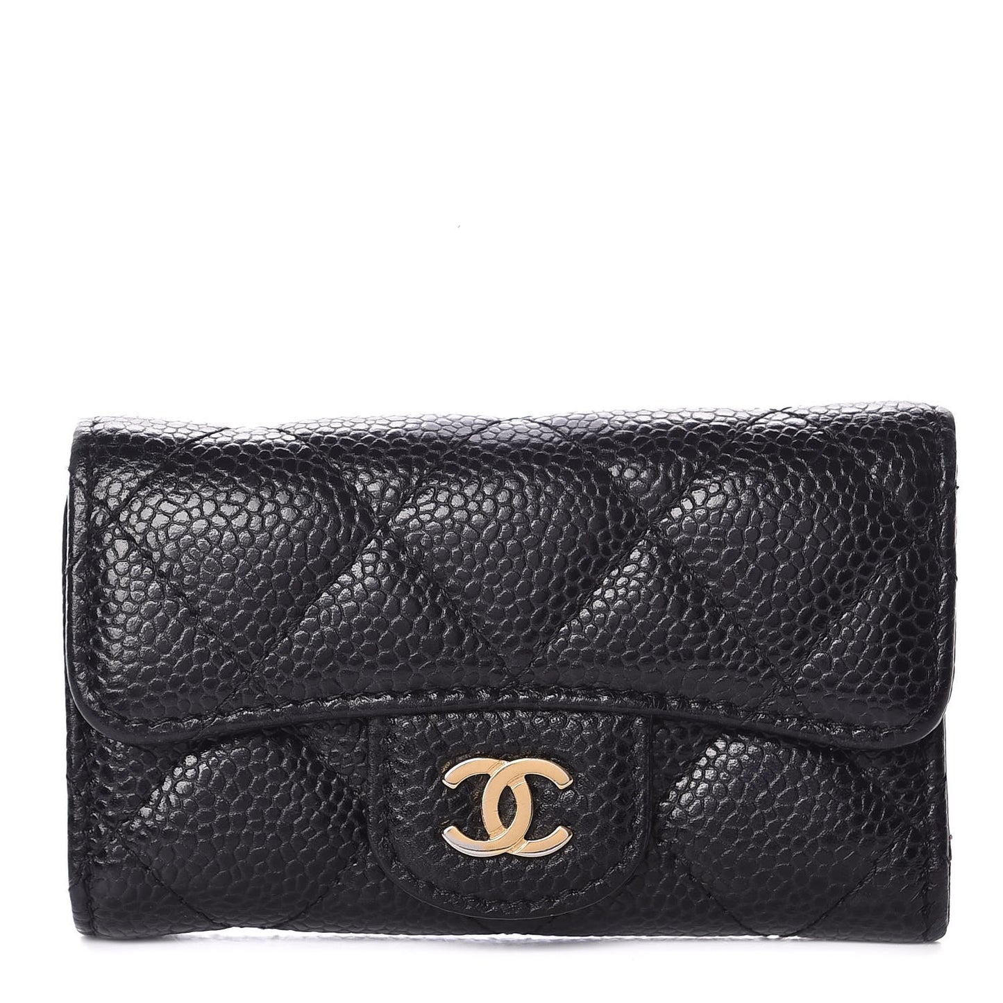 Caviar Quilted 6 Key Holder Black