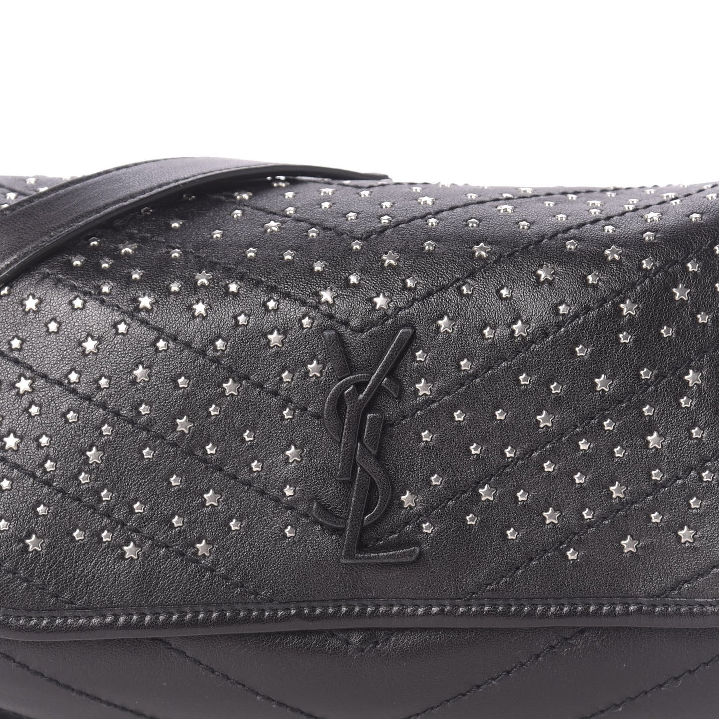 Calfskin Studded Stardust Monogram Niki Shoulder Bag Black