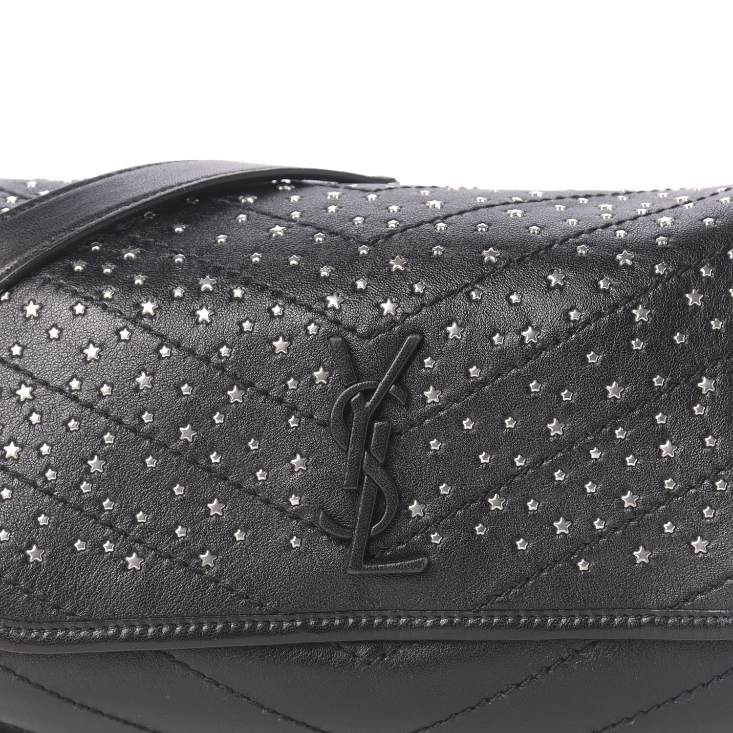 Saint Laurent Calfskin Studded Stardust Monogram Niki Shoulder Bag Black 10 of 10