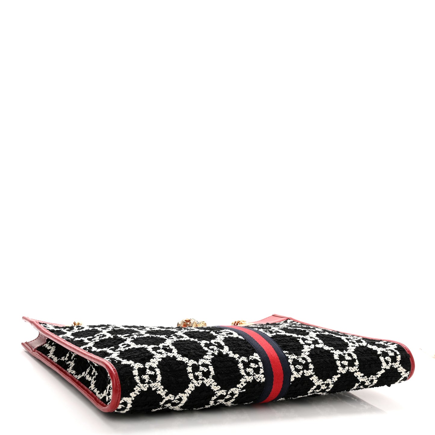 Tweed GG Monogram Large Rajah Chain Tote Romantic Cherry Black White