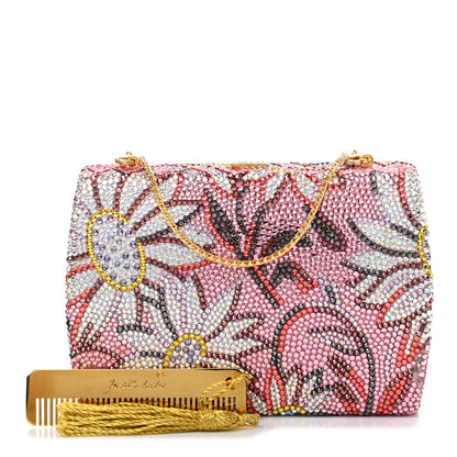 Judith Leiber Swarovski Crystal Floral Miniaudiere Clutch Pink Multicolor 1 of 10