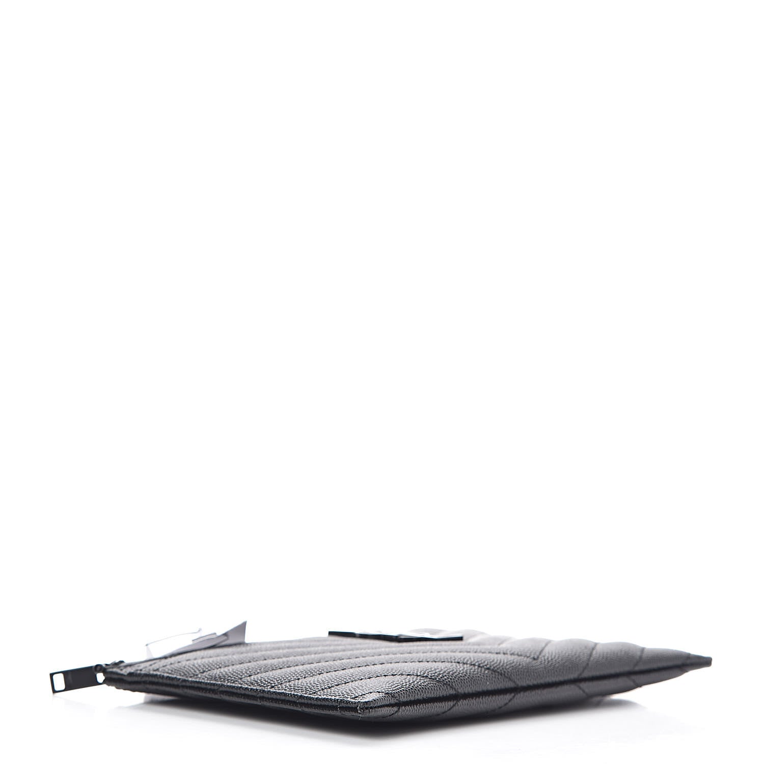 Saint Laurent Grain De Poudre Chevron Monogram Bill Pouch Black 4 of 7