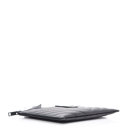 Saint Laurent Grain De Poudre Chevron Monogram Bill Pouch Black 4 of 7