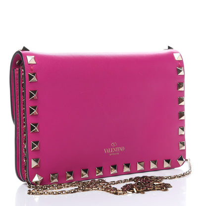 Valentino Garavani Vitello Rockstud Chain Flap Crossbody Bag Fuxia 3 of 11