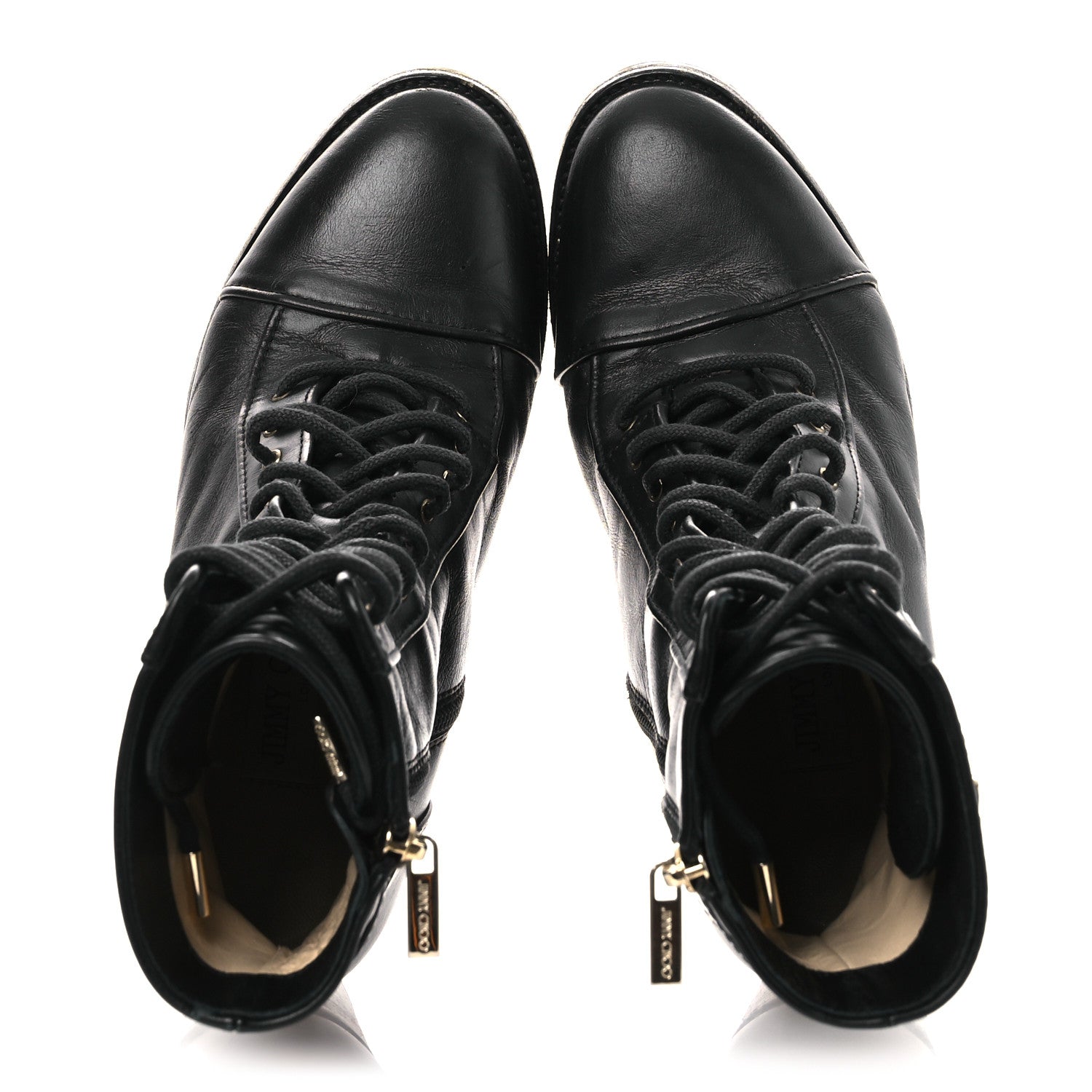 Jimmy Choo Calfskin Combat Boots 36.5 Black 2 of 14