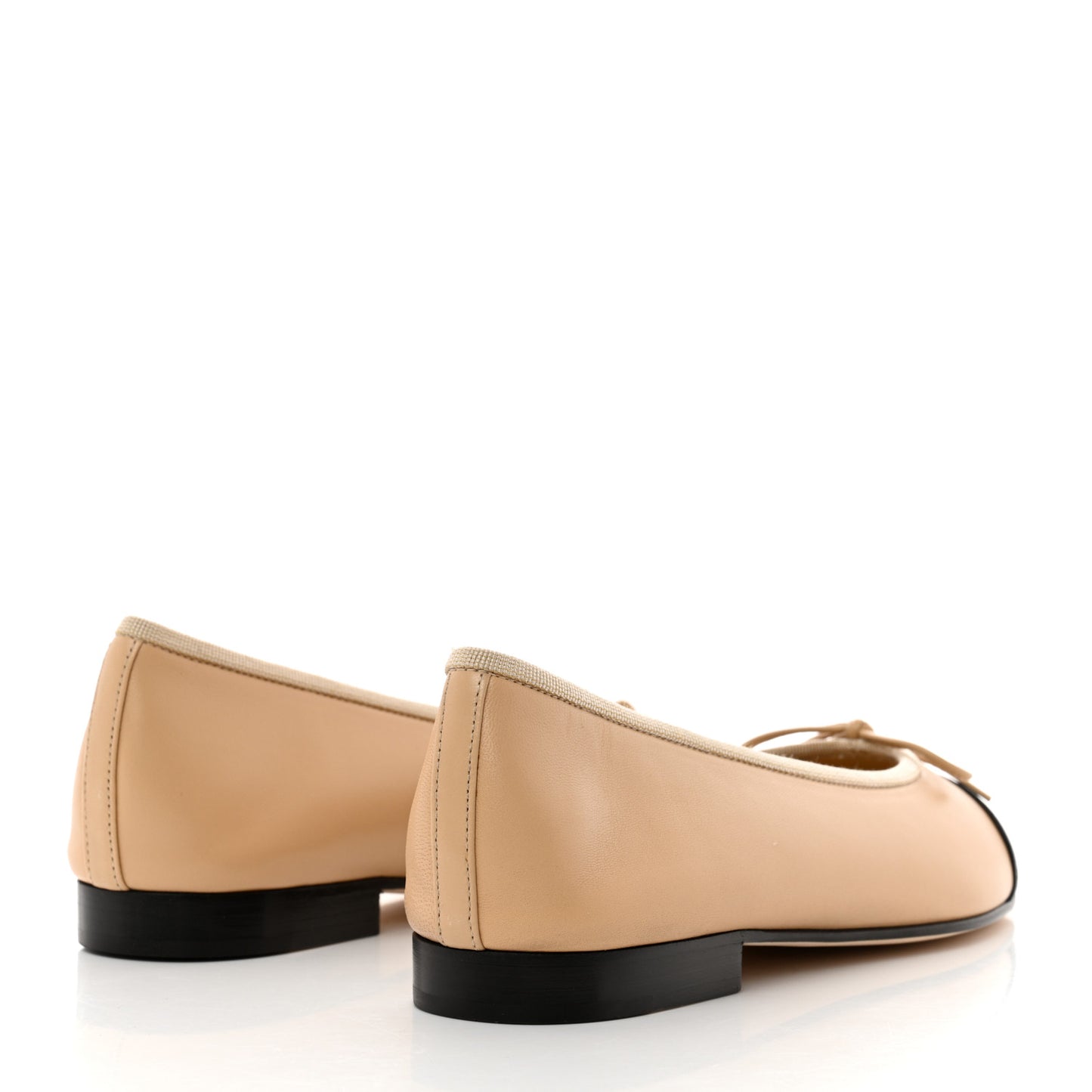Lambskin Cap Toe CC Ballerina Flats 36.5 Beige Black