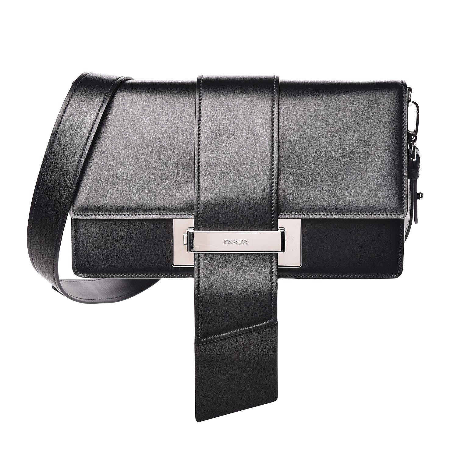 Prada City Calfskin Ribbon Bag Black 1 of 12