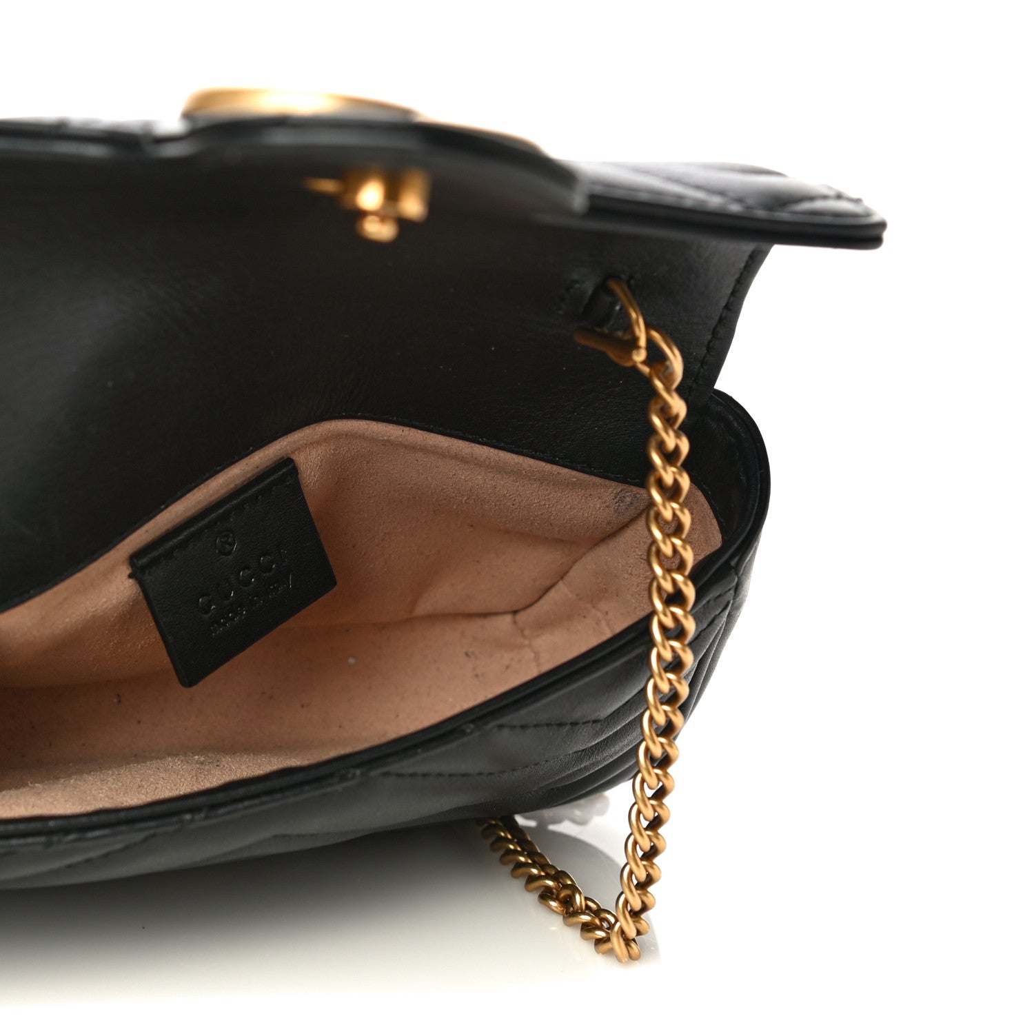 Gucci Calfskin Matelasse Super Mini GG Marmont Shoulder Bag Black 5 of 16