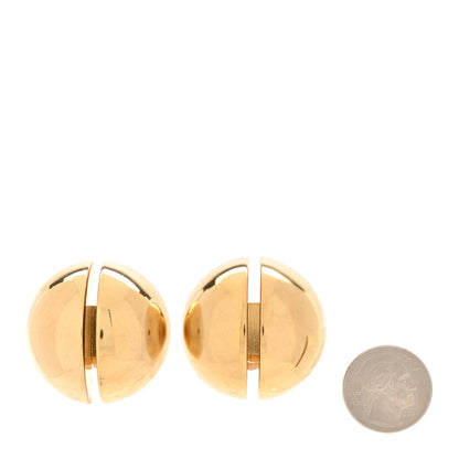 Saint Laurent Brass Double Half Ball Clip On Earrings Gold 2 of 5