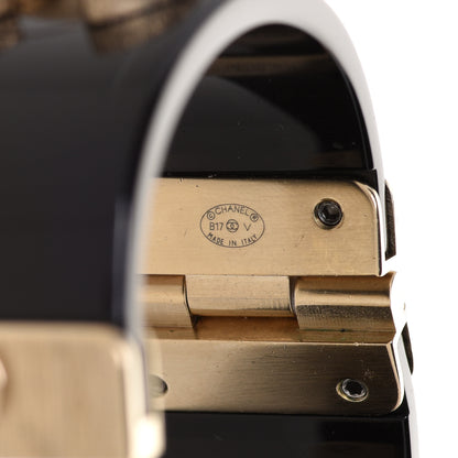 Chanel Resin Metal Quilted CC Cuff Black Gold 5 of 5