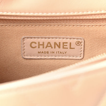 Chanel Calfskin Chevron Quilted Medium Coco Handle Flap Beige 6 of 13