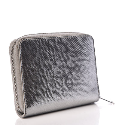 Celine Laminated Grained Calfskin Compact Zipped Wallet Silver 3 of 8