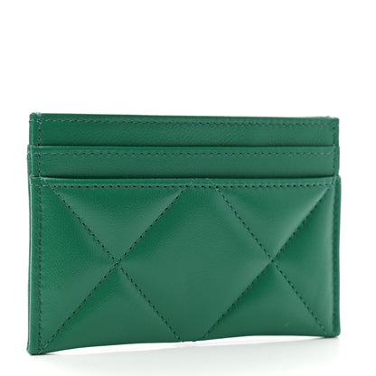 Chanel Lambskin Quilted Chanel 19 Card Holder Green 3 of 8