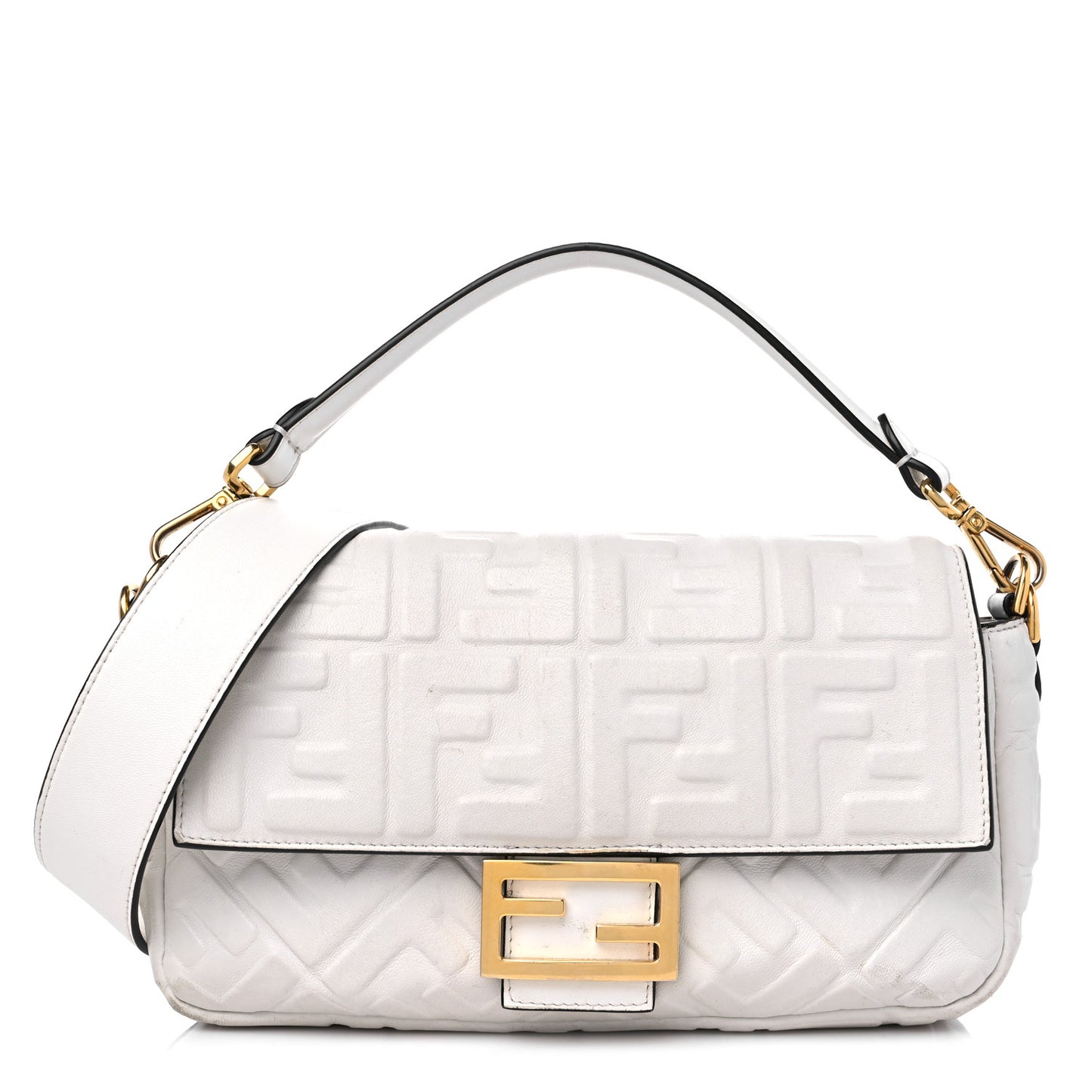 Nappa FF 1974 Embossed Baguette White