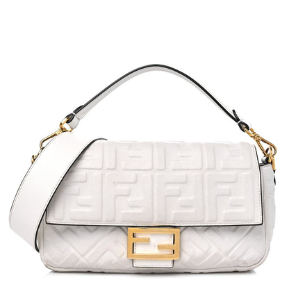 Fendi Nappa FF 1974 Embossed Baguette White 1 of 16