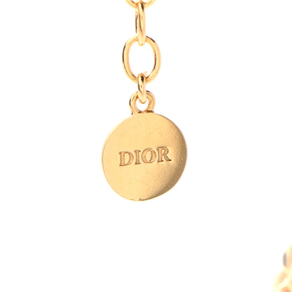 Christian Dior Crystal Logo Chain Necklace Gold 5 of 5