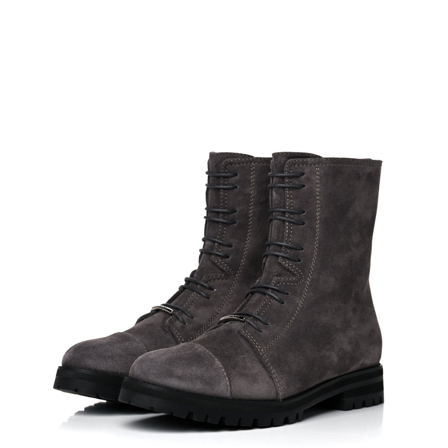 Jimmy Choo Suede Piper Combat Boots 38 Dark Grey 3 of 12