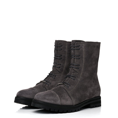Jimmy Choo Suede Piper Combat Boots 38 Dark Grey 3 of 12