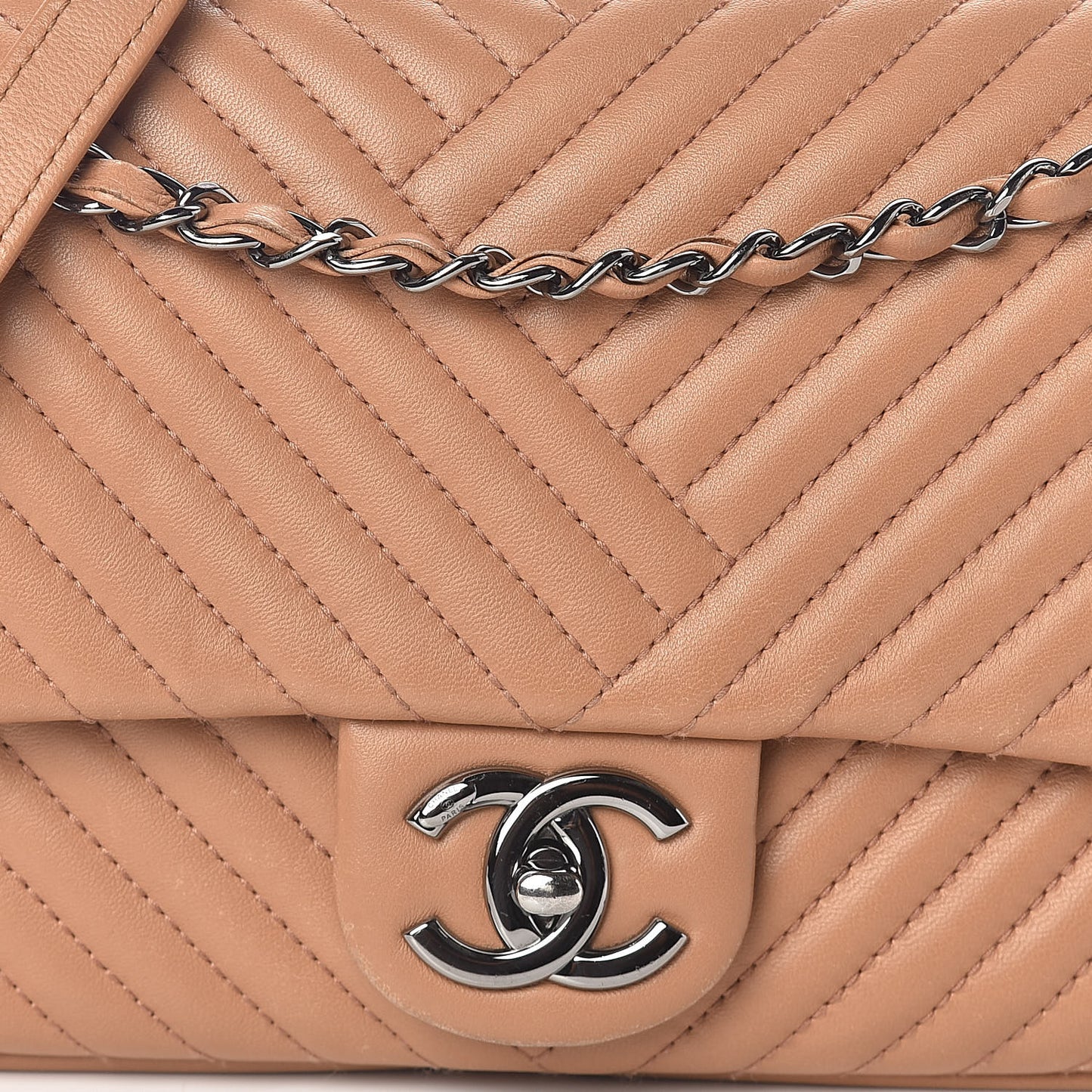 Lambskin Quilted Medium CC Crossing Flap Brown