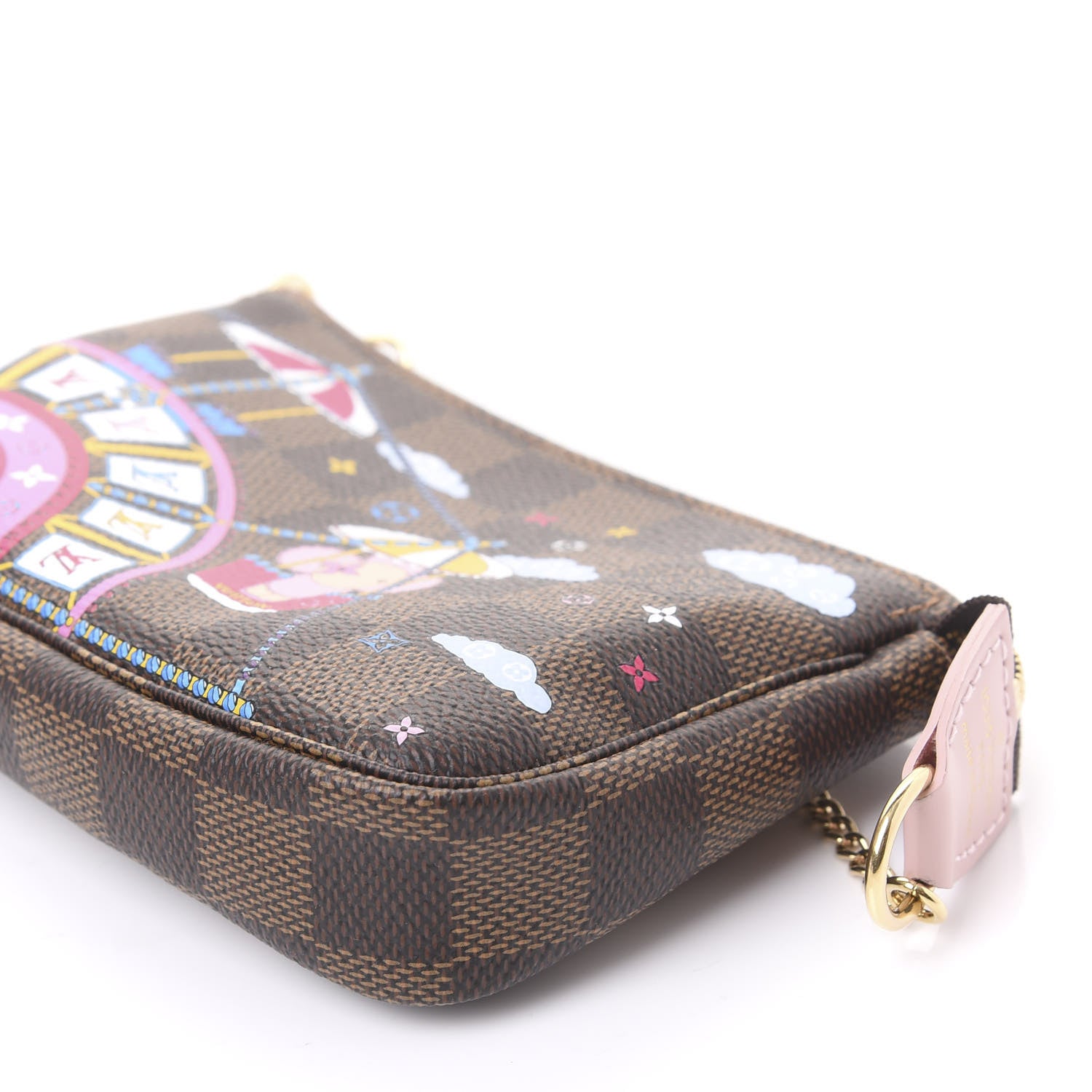 Louis Vuitton Damier Ebene 2020 Christmas Animation Big Wheel Mini Pochette Accessories Rose Ballerine 6 of 10