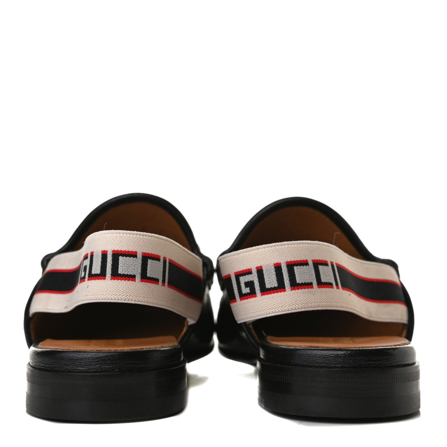 Goatskin Stripe Mens Horsebit Slingback Slippers 8 Black
