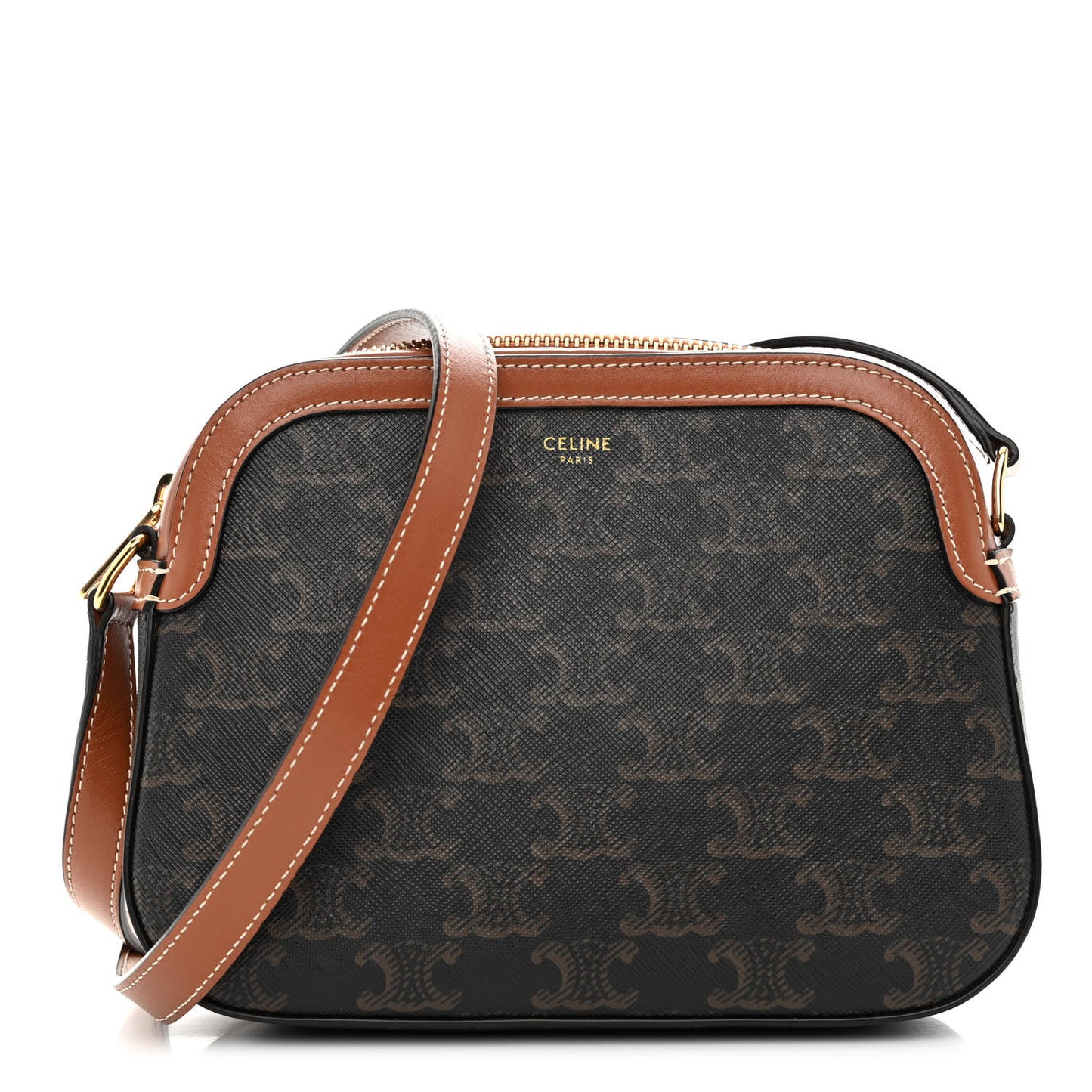 Triomphe Canvas Small Camera Bag Tan