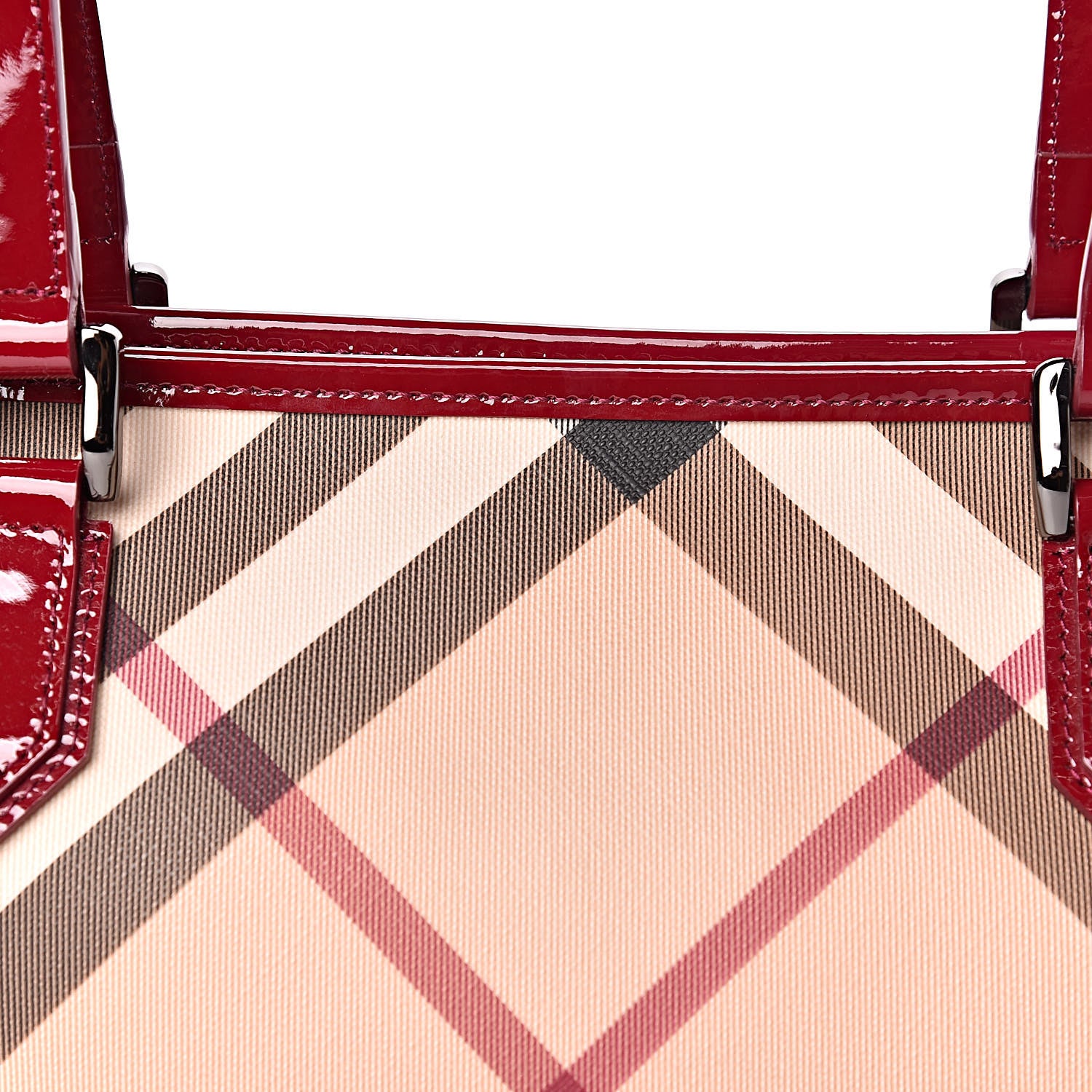 Burberry Patent Nova Check Shopper Tote Red 10 of 10
