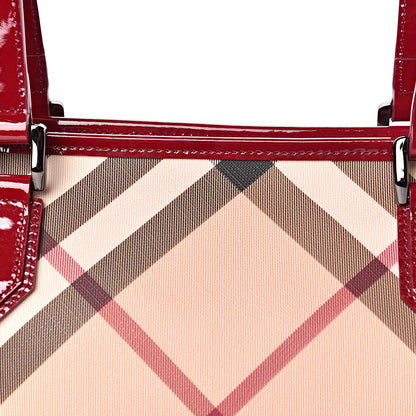 Burberry Patent Nova Check Shopper Tote Red 10 of 10