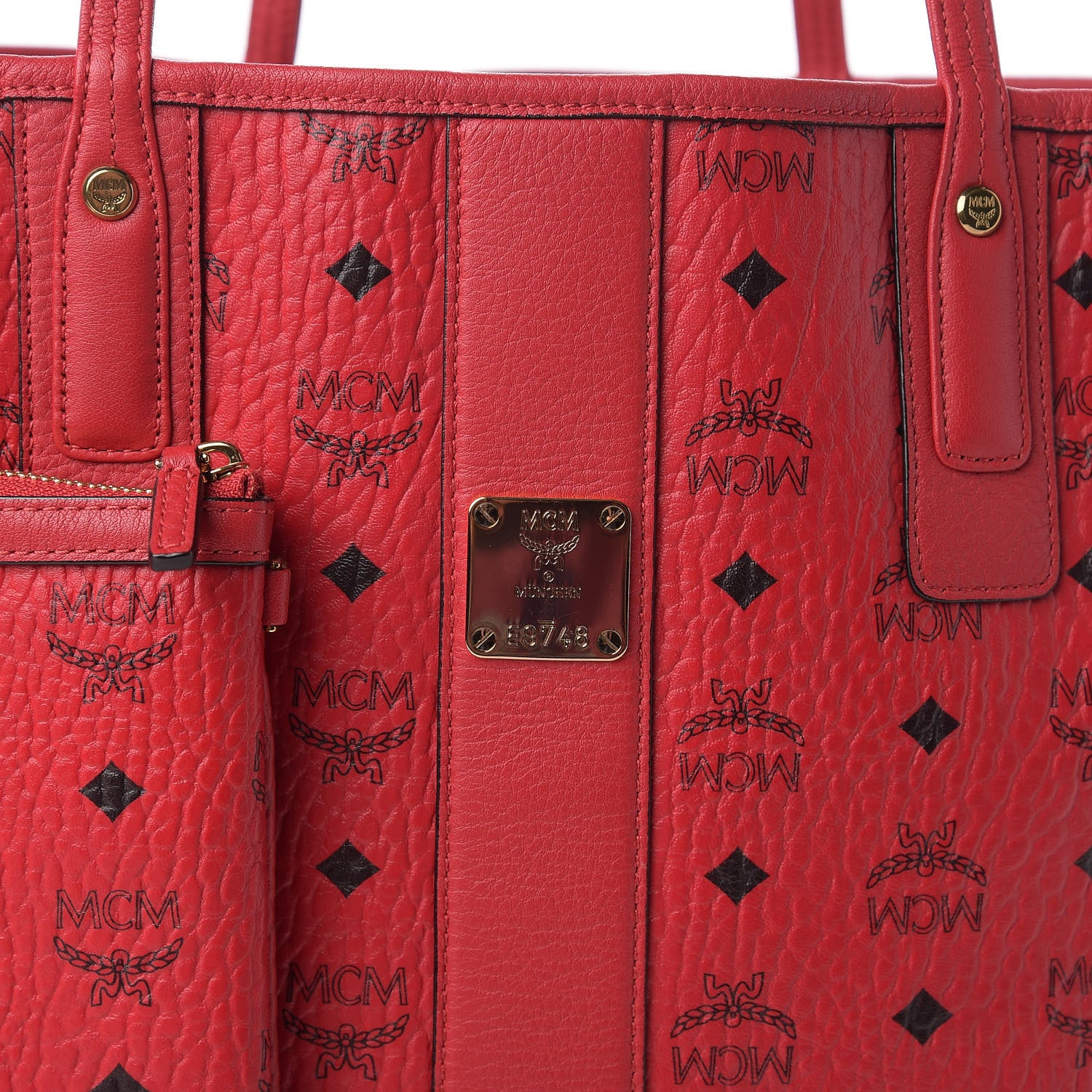 MCM Visetos Medium Liz Reversible Shopper Tote Ruby Red 14 of 14