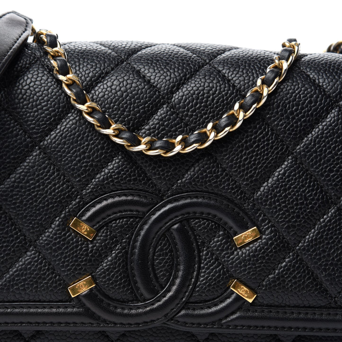 Caviar Quilted Small CC Filigree Flap Black