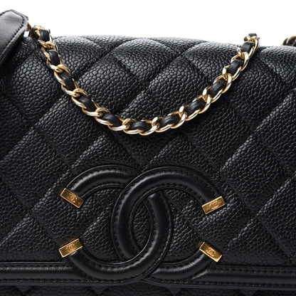 Chanel Caviar Quilted Small CC Filigree Flap Black 10 of 10