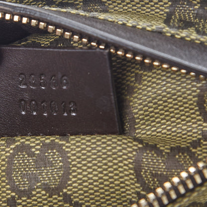 Gucci GG Monogram Web Double Pocket Belt Bag Green Dark Brown 7 of 8