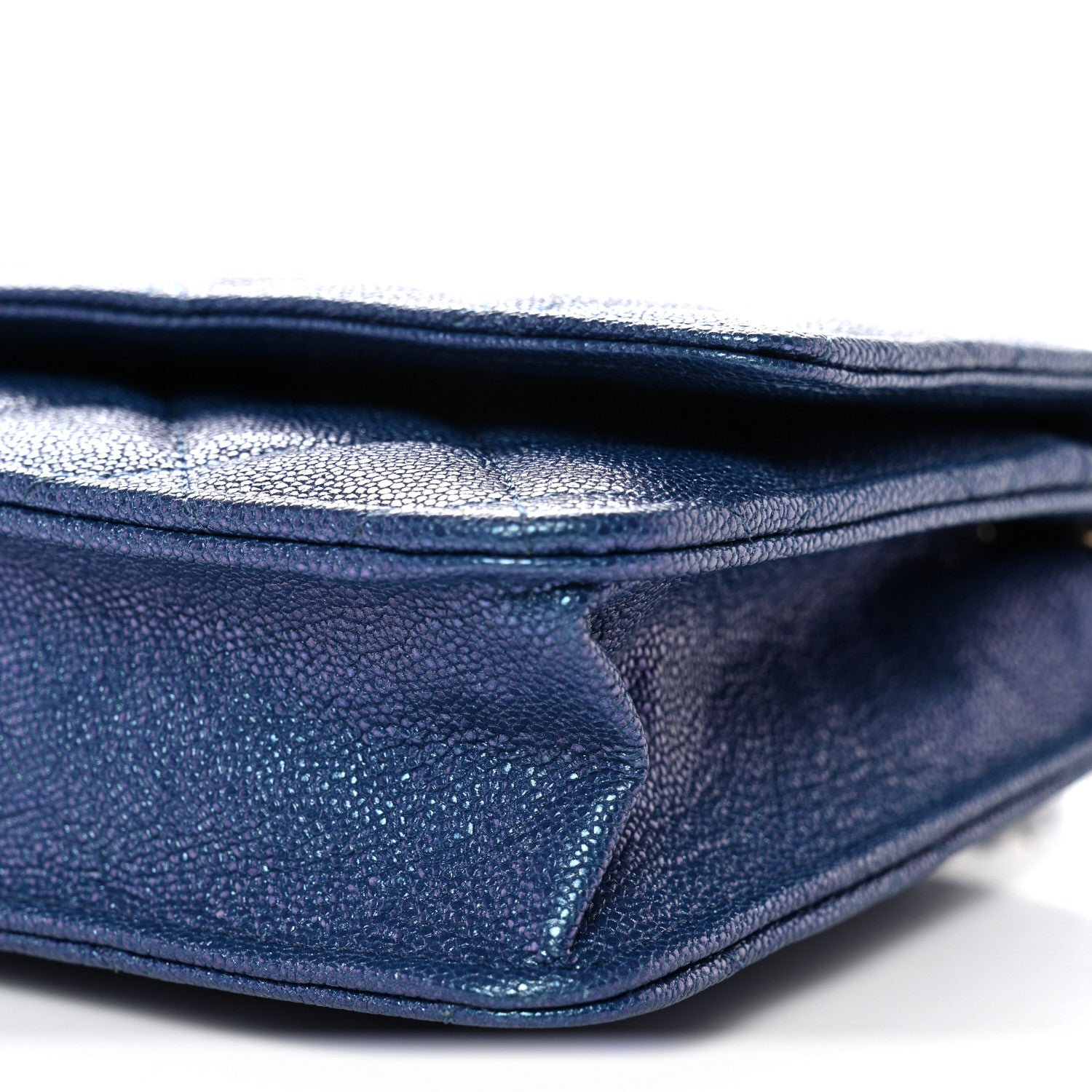 Chanel Iridescent Caviar Quilted Wallet on Chain WOC Dark Blue 11 of 12