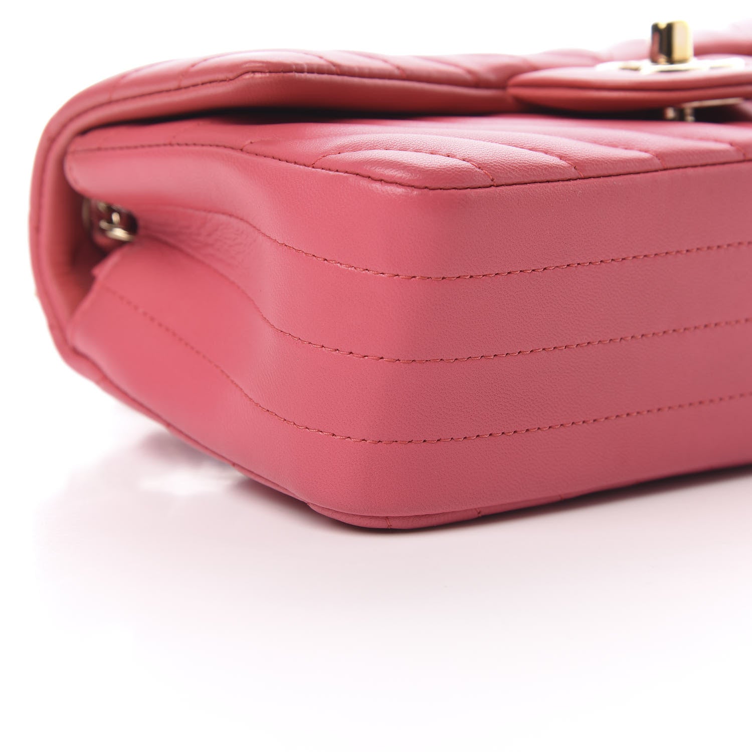 Chanel Lambskin Chevron Quilted Mini Rectangular Flap Pink 9 of 10