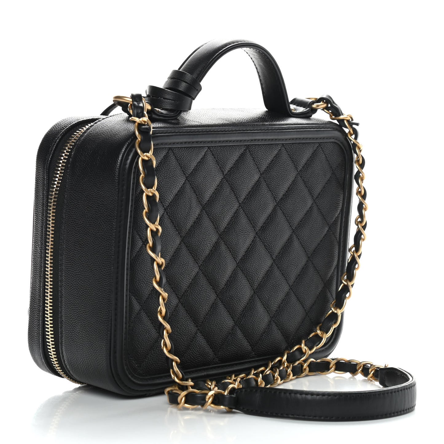 Caviar Quilted Medium CC Filigree Vanity Case Black