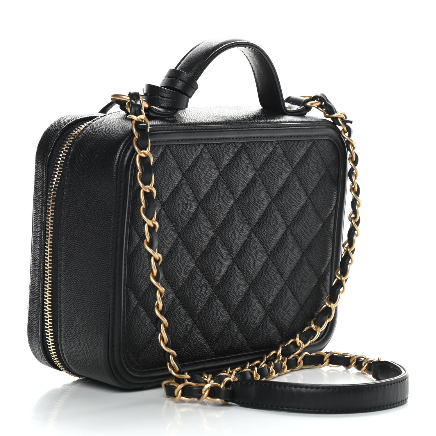 Chanel Caviar Quilted Medium CC Filigree Vanity Case Black 3 of 9