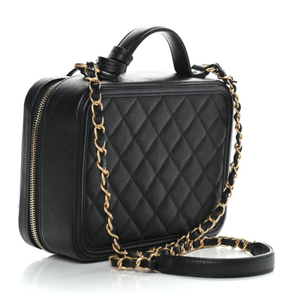 Chanel Caviar Quilted Medium CC Filigree Vanity Case Black 3 of 9