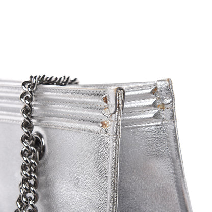 Chanel Metallic Goatskin Calfskin Bi-Color Large Boy Tote Black Silver 12 of 18