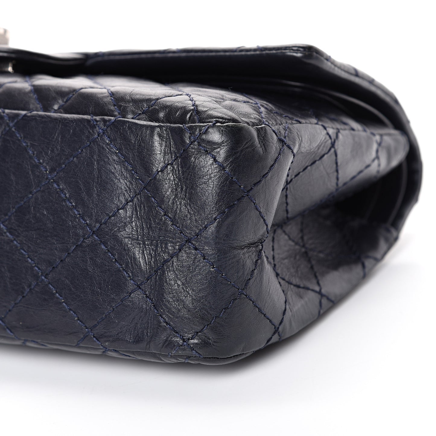 Aged Calfskin Quilted 2.55 Reissue 225 Flap Navy Blue