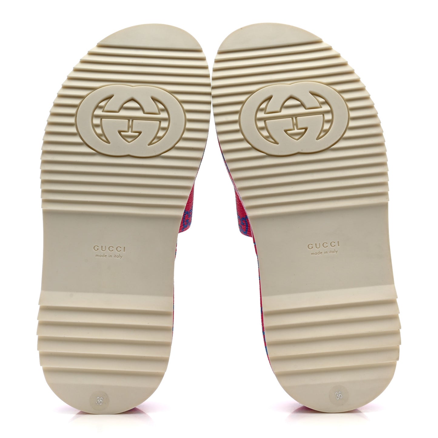 GG Supreme Joy Monogram Angelina Platform Slide Sandals 36 Fuxia Blue