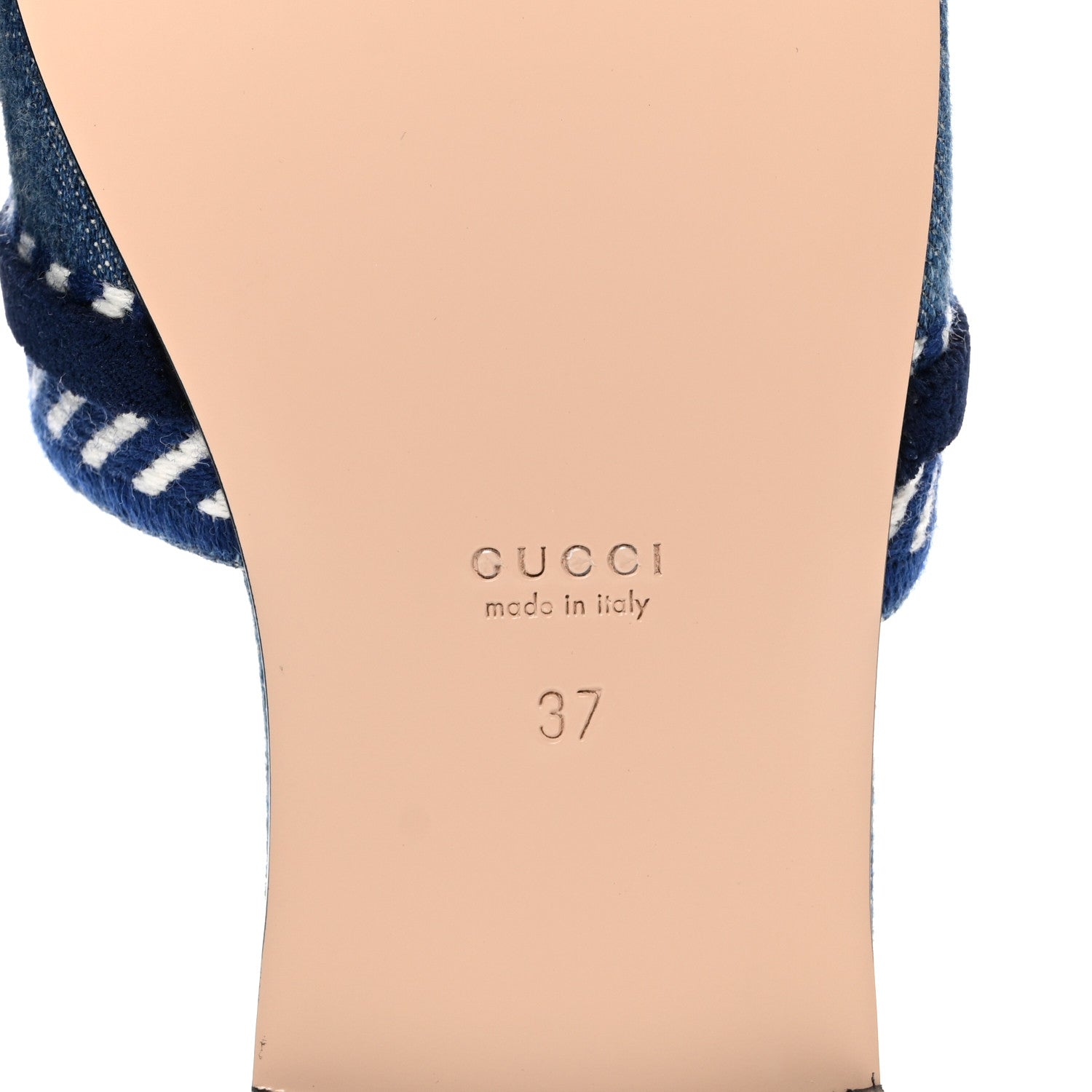 Gucci Plain Spain Denim Logo Slide Sandals 37 Light Blue 6 of 10
