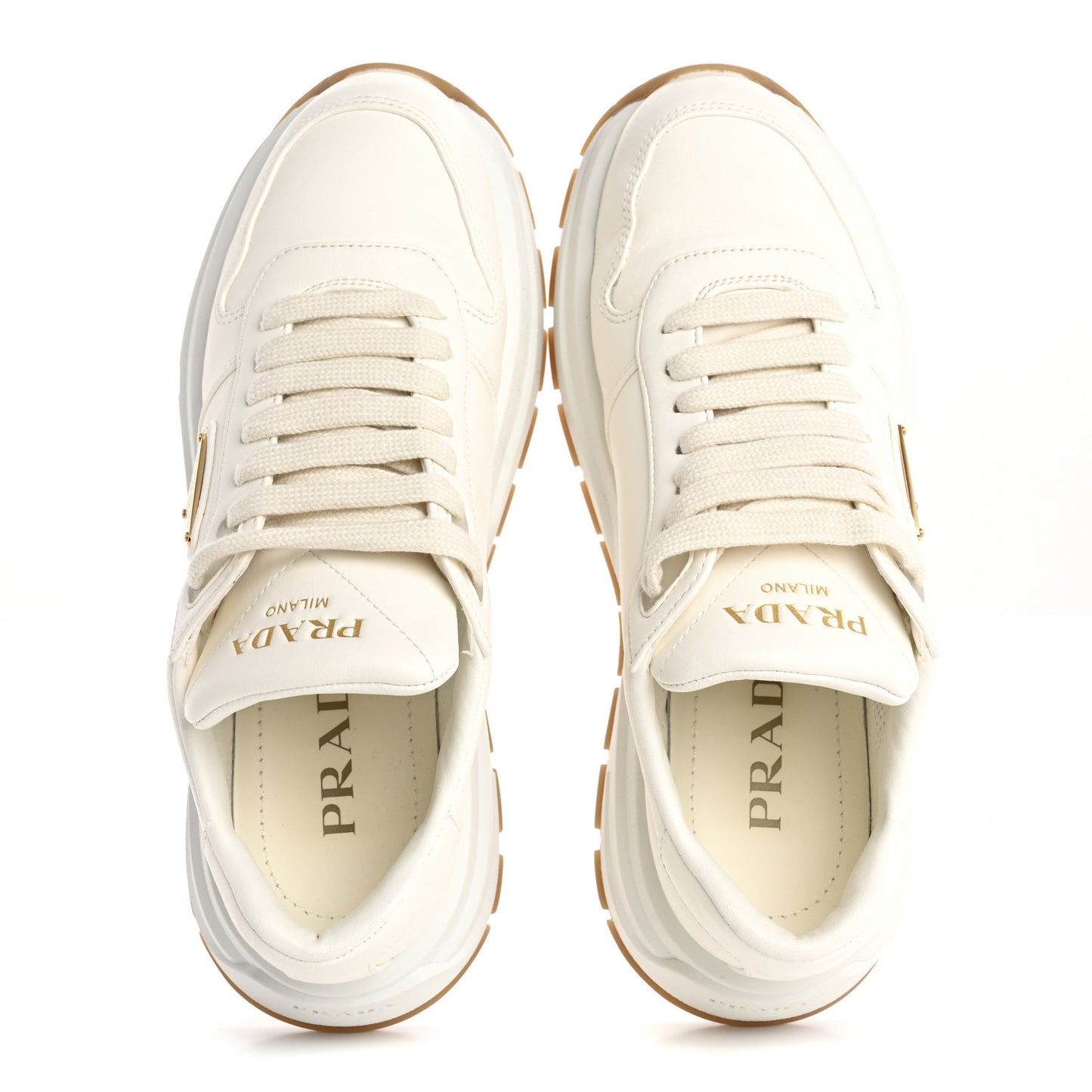 Nappa Metal Triangle Logo Womens Prax 01 45mm Sneakers 40 Avorio