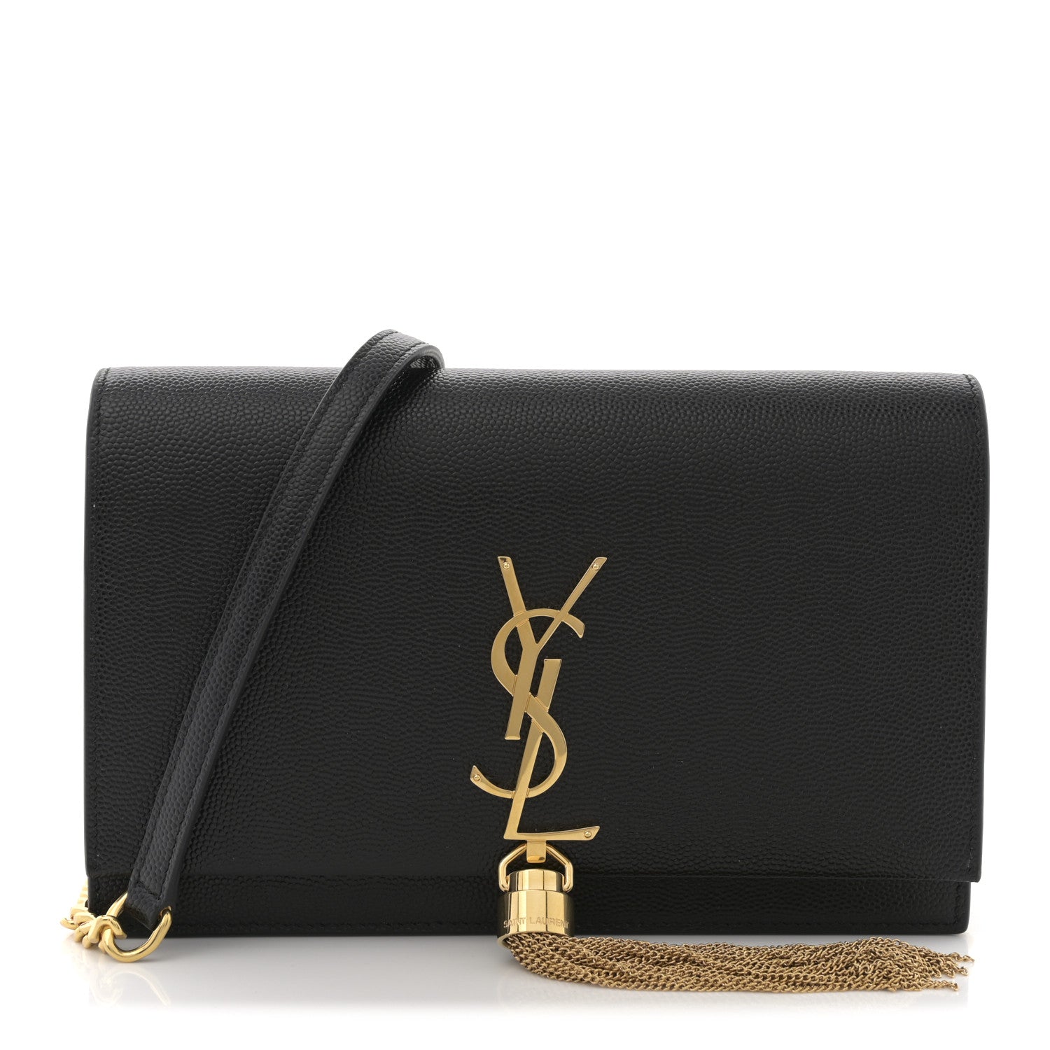 Saint Laurent Grain De Poudre Classic Monogram Kate Tassel Chain Wallet Black 1 of 10