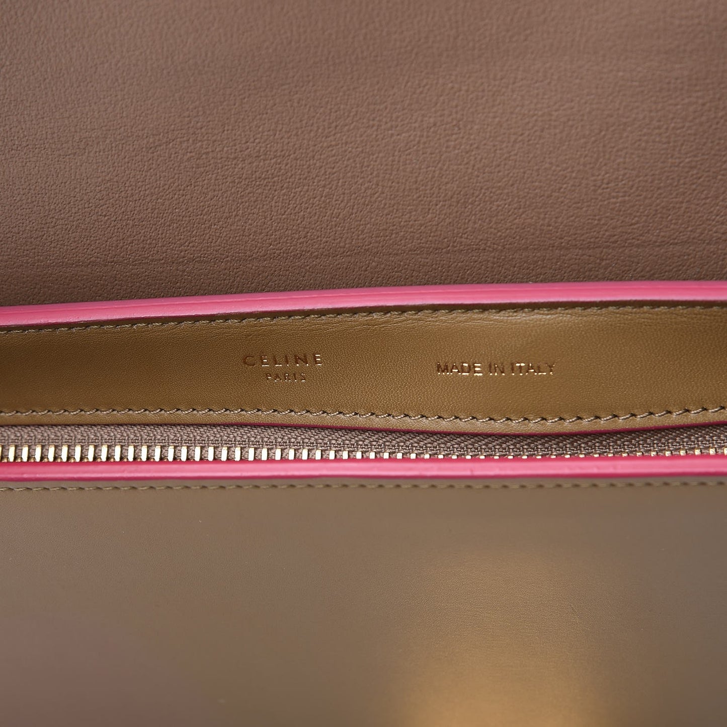 Smooth Calfskin Small Bicolor Trapeze Taupe Fuchsia