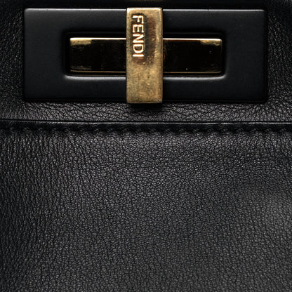 Fendi Calfskin Velvet Fun Fair Medium Peekaboo Iconic Satchel Black Tobacco Multicolor 9 of 12