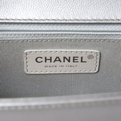 Chanel Caviar Chevron Quilted New Medium Boy Flap Silver 6 of 9