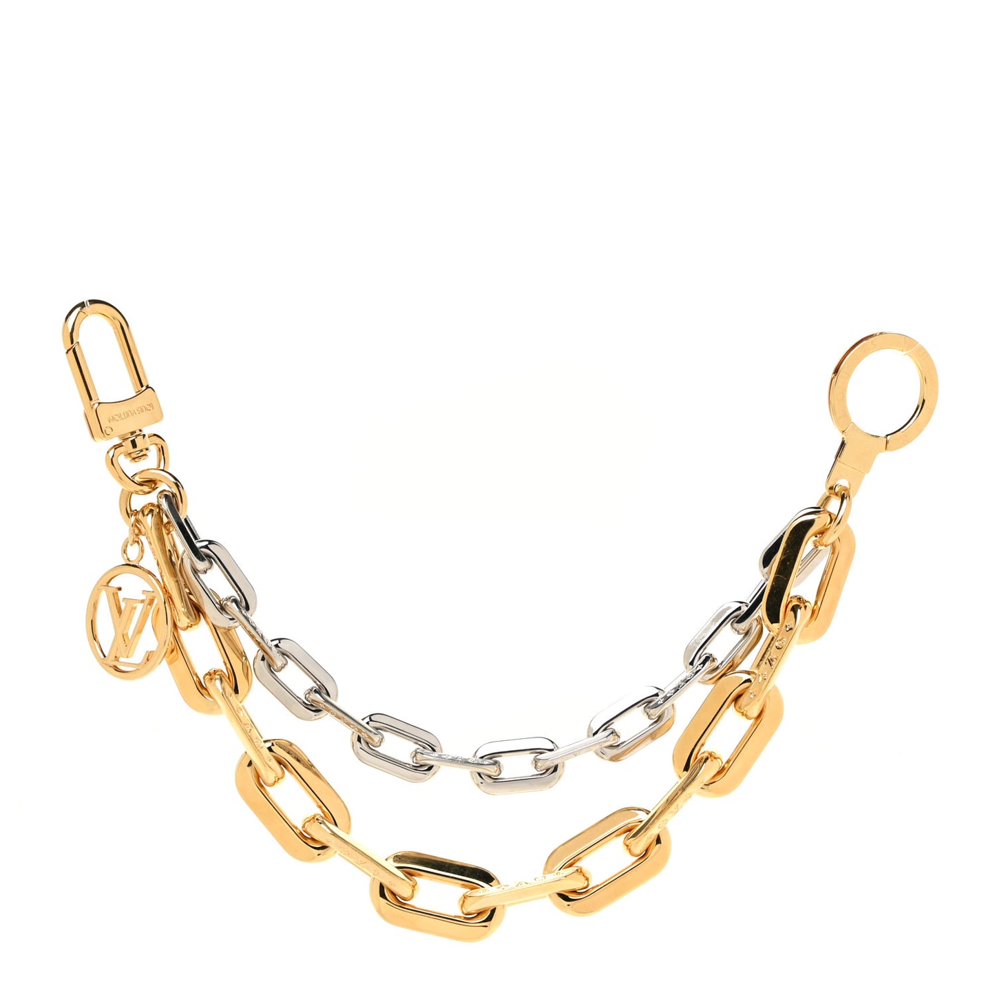 Metal LV Edge Chain Bag Charm Silver Gold